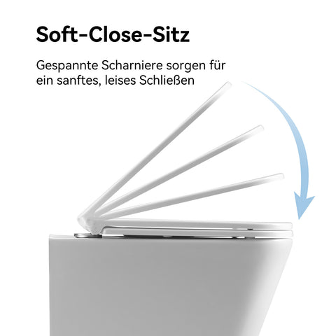 HOROW UG07S Spülrandloses Wand-WC aus Keramik – Mit Soft-Close-Sitz, Superspin-Spülung & Nano-Beschichtung