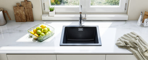 HOROW A02R-S4540B Granit Spüle Schwarz 45×40 cm