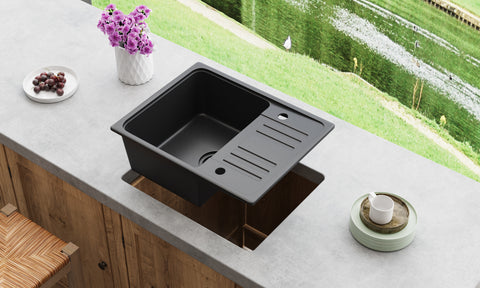 HOROW A09S-S5745B Granitspüle Schwarz 57×45 cm