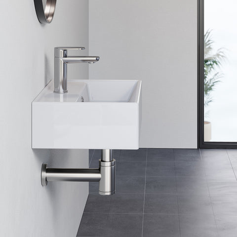 HOROW Waschbecken F10-S4531 Weiß mit Hahnloch & Überlauf,45 cm
