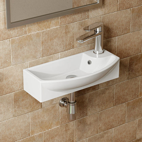 HOROW F11A-S4522L Waschbecken mit Hahnloch & Überlauf, 45 cm Weiße Keramik