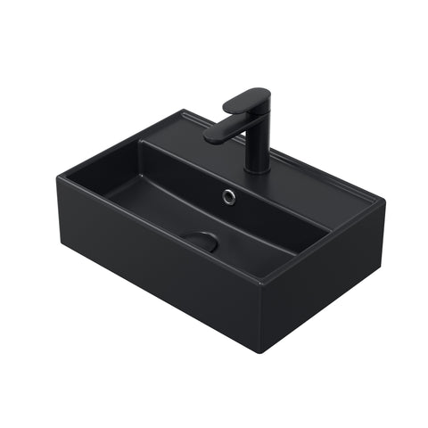 HOROW Waschbecken F10-S4531 Weiß mit Hahnloch & Überlauf,45 cm