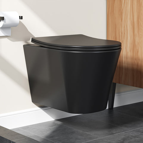 HOROW UG08R-B Wand-WC Mattschwarz mit Softclose-Sitz – Modern & leise im Schließen