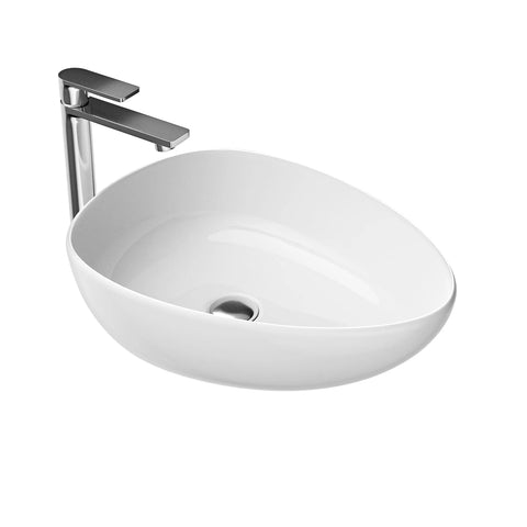 HOROW F12A-T4735  Aufsatzwaschbecken ohne Hahnloch & Überlauf, 47×35 cm Weiß Keramik