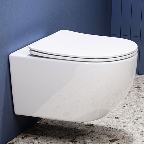 HOROW UG03R Spülrandloses Wand-WC aus Keramik mit Soft-Close-Sitz, Hygienisch & Leicht zu Reinigen