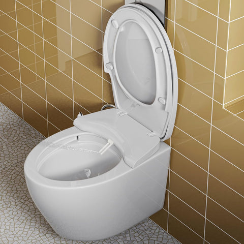 Hängendes WC mit Bidet-Aufsatz - Doppel-Düsen-Reinigung, ohne Stromanschluss