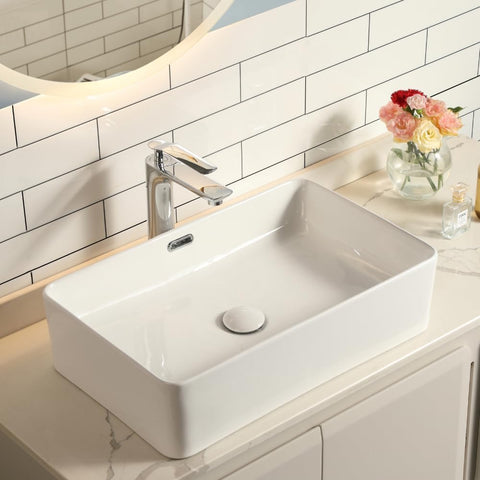 Waschtisch Gäste-WC Weiß - Dünner Rand mit Überlauf & Pop-up Ventil