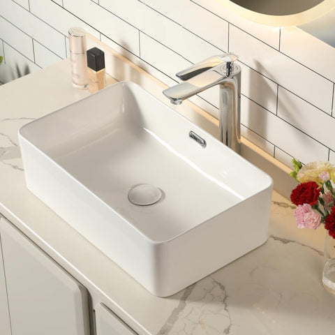 Eckiges Keramik-Waschbecken Weiß - Dünner Rand Gäste-WC