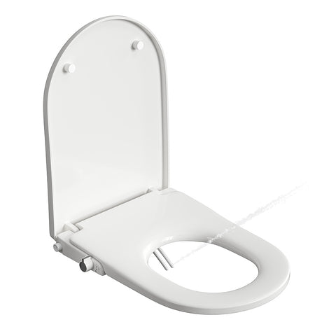 HOROW B0407 Bidet WC-Sitz ohne Strom – Toilettensitz mit Absenkautomatik, Doppeldüse für Gesäß- & Ladydusche, Aufsatz-Bidet in U-Form, Weiß