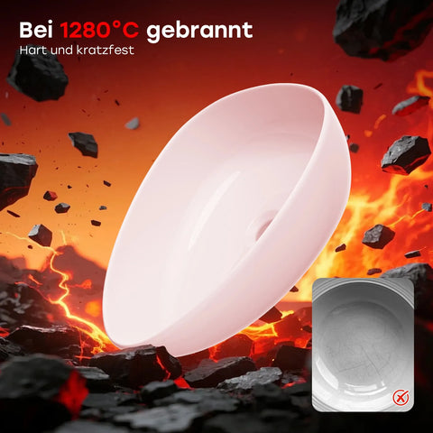 HOROW F12A-T4735  Aufsatzwaschbecken ohne Hahnloch & Überlauf, 47×35 cm Weiß Keramik