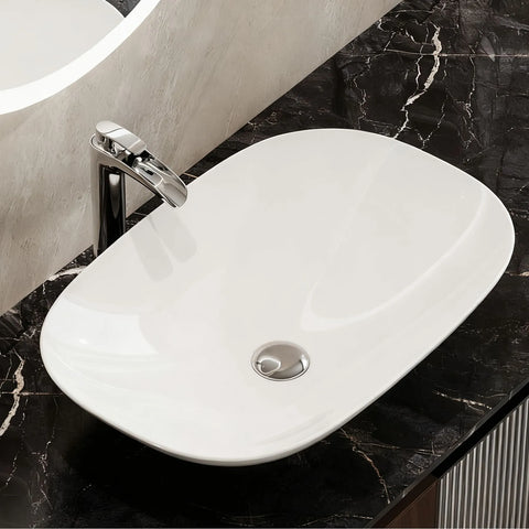 HOROW F12A-S6040 Aufsatzwaschbecken, 60×40 cm, Weiß, Dünnrand, Nano-Beschichtung