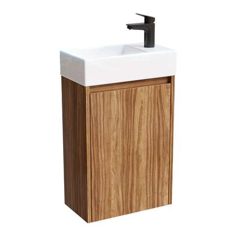 HOROW Y40-H1 Waschbecken mit 40 cm Hängendem Unterschrank, Dunkelbraun