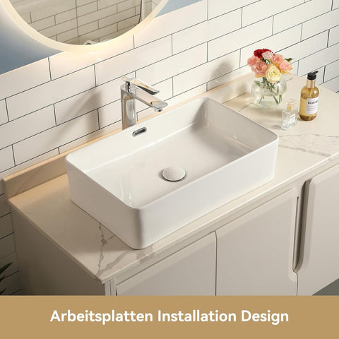 Waschtisch Gäste-WC Weiß - Dünner Rand mit Überlauf & Pop-up Ventil