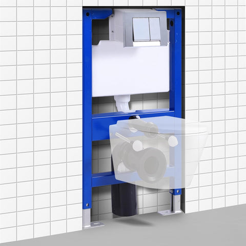 Vorwandelement WC Set mit Unterputz Spülkasten & Betätigungsplatte - HDPE & Bemaltes Eisen - 50x12x82 cm