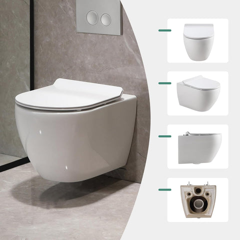 Hänge-WC Komplettset aus Keramik – Wand-WC mit Softclose Sitz & Nano-Beschichtung