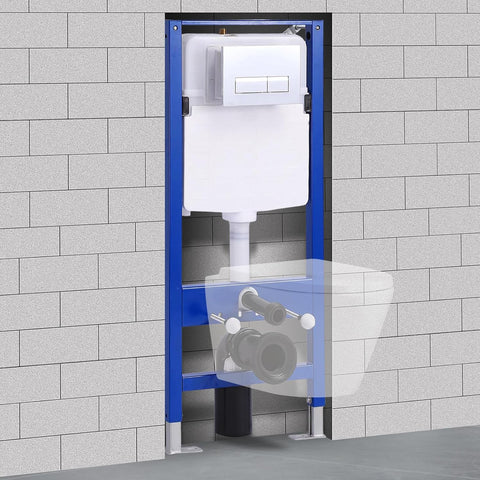 Vorwandelement WC Set mit Unterputz Spülkasten & Chrom Betätigungsplatte, HDPE, 50x10x114 cm