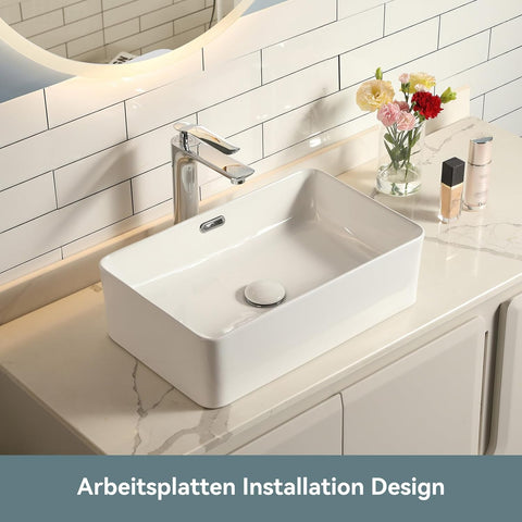 Eckiges Keramik-Waschbecken Weiß - Dünner Rand Gäste-WC
