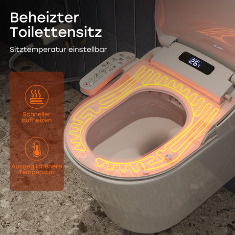 HOROW B0408 Elektrischer Dusch-WC Sitz – Intelligenter Bidet-Toilettensitz mit Absenkautomatik, Warmluft, Nachtlicht & einstellbarer Temperatur und Wasserdruck