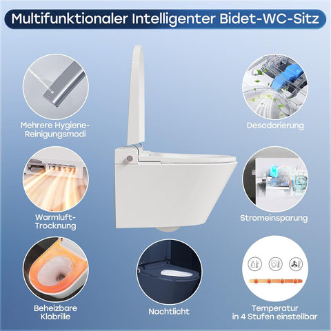 Smart Hänge-WC mit Selbstreinigender Düse und Fernbedienung