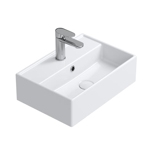 HOROW Waschbecken F10-S4531 Weiß mit Hahnloch & Überlauf,45 cm