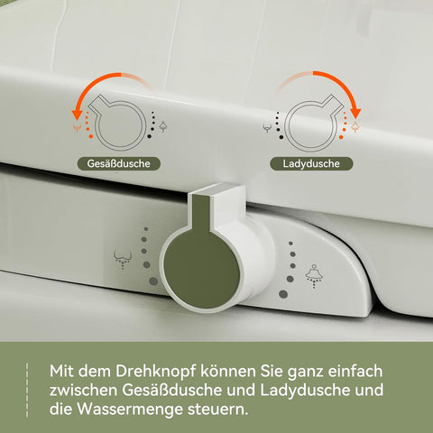 WC-Sitz mit Bidet-Funktion - Doppel-Düsen, ohne Strom, Absenkautomatik