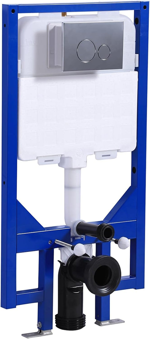 Vorwandelement WC Set mit HDPE Spülkasten & Chrom Drückerplatte, 58x8x114 cm