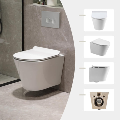 Hänge-WC Keramik Tiefspüler mit Absenkautomatik & Nano-Beschichtung