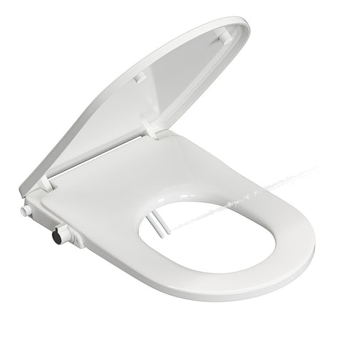 HOROW B0407 Bidet WC-Sitz ohne Strom – Toilettensitz mit Absenkautomatik, Doppeldüse für Gesäß- & Ladydusche, Aufsatz-Bidet in U-Form, Weiß