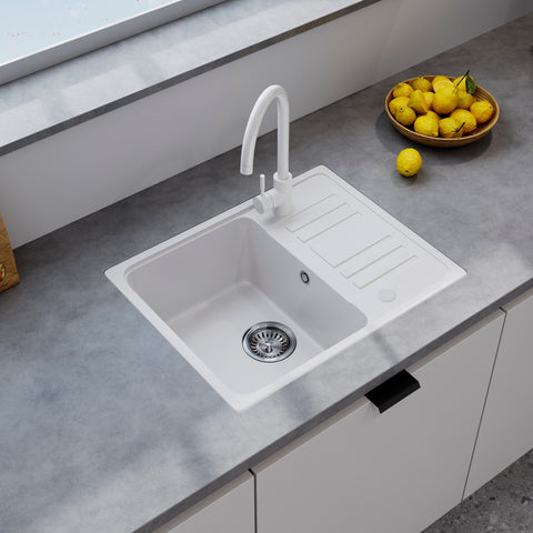 HOROW Spülbecken 57×45cm, Granitspüle Links-/Rechtsmontage