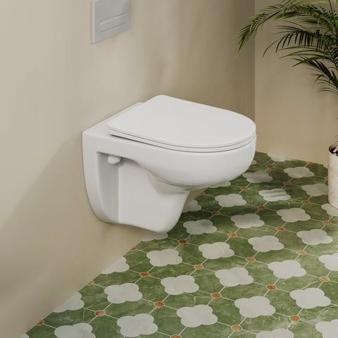 HOROW UG15R Wand-WC, spülrandlose Toilette aus Keramik, 52,5 × 36 × 36,5 cm