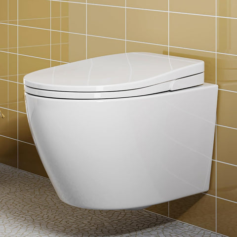 Hängendes WC mit Bidet-Aufsatz - Doppel-Düsen-Reinigung, ohne Stromanschluss