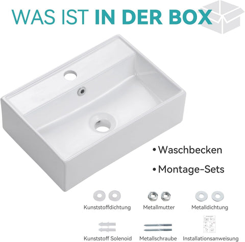 Aufsatzwaschbeckecken Keramik Eckig - Kleines Gäste-WC Waschtisch