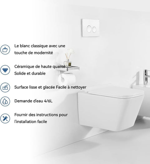 Hänge WC spülrandlos - weniger Bakterien - wassersparendes Wand WC - geruchsarmer Tiefspüler