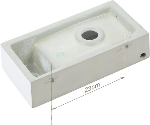 Mini Waschbecken Keramik Gäste-WC mit Hahnloch Links & Pop-up