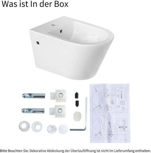 Horow Hänge-Bidet aus Keramik – Wand-Bidet mit Nano-Beschichtung, Hahnloch & Überlaufschutz