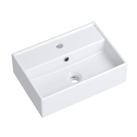 HOROW Waschbecken F10-S4531 Weiß mit Hahnloch & Überlauf,45 cm