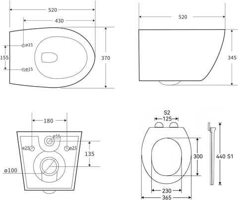 Hänge-WC Keramik mit Absenkautomatik & Superspin-Spülung