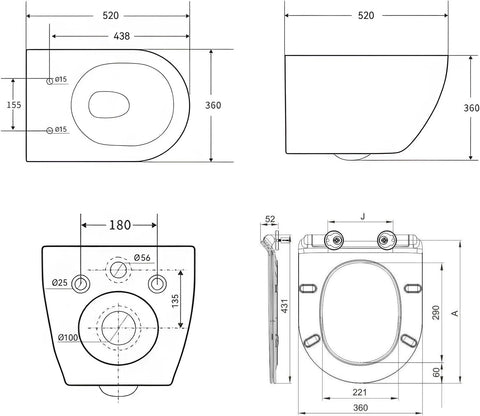Hänge-WC Komplettset aus Keramik – Wand-WC mit Softclose Sitz & Nano-Beschichtung