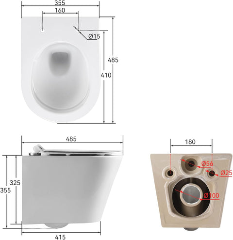 Hänge-WC Keramik Tiefspüler mit Absenkautomatik & Nano-Beschichtung