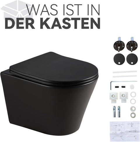 Wand-WC Mattschwarz mit Softclose-Deckel