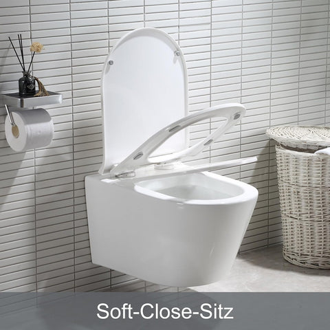Spülrandloses Hänge-WC aus Keramik – Wand-WC mit abnehmbarem Softclose-Sitz