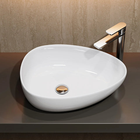 HOROW F12A-T4735  Aufsatzwaschbecken ohne Hahnloch & Überlauf, 47×35 cm Weiß Keramik