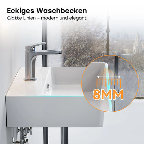 HOROW F12A-S5636 Aufsatzwaschbecken, Hahnloch & Überlauf, 28 cm Lochabstand