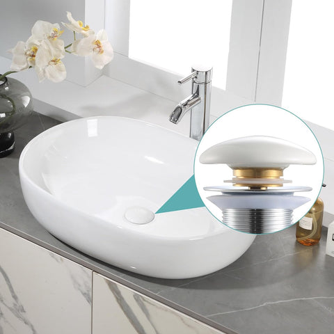 Aufsatzwaschbecken Oval Weiß Keramik mit Lotus-Effekt