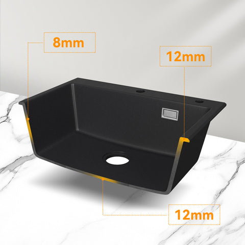 HOROW A09R-S6045B Granit Spülbecken Schwarz 60×45 cm