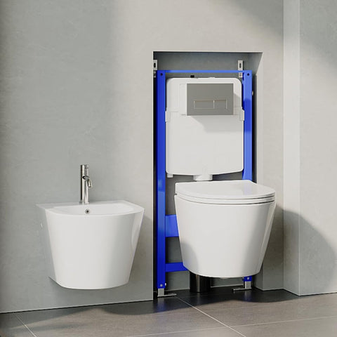 Horow Hänge-Bidet aus Keramik – Wand-Bidet mit Nano-Beschichtung, Hahnloch & Überlaufschutz