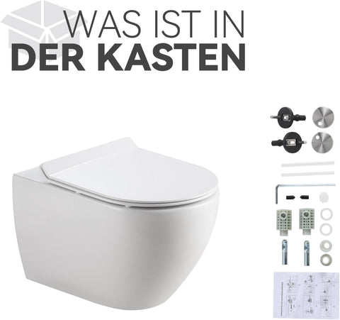 Hänge-WC Komplettset aus Keramik – Wand-WC mit Softclose Sitz & Nano-Beschichtung