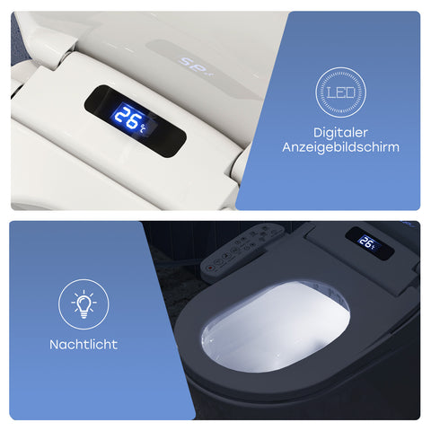 HOROW B0408 Elektrischer Dusch-WC Sitz – Intelligenter Bidet-Toilettensitz mit Absenkautomatik, Warmluft, Nachtlicht & einstellbarer Temperatur und Wasserdruck