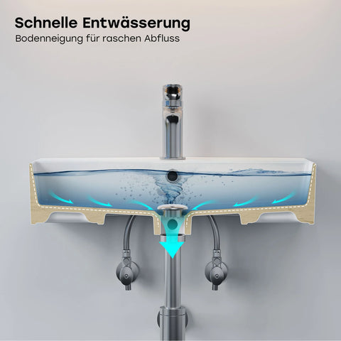 HOROW F12A-S5636 Aufsatzwaschbecken, Hahnloch & Überlauf, 28 cm Lochabstand