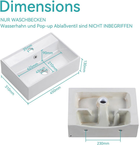 Aufsatzwaschbeckecken Keramik Eckig - Kleines Gäste-WC Waschtisch